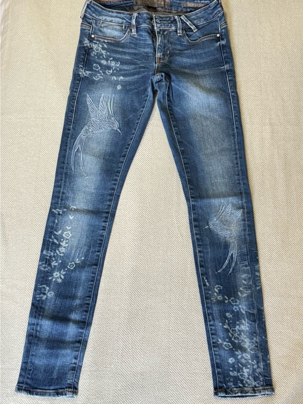 GUESS N35KQFZ70005 Floral Skinny Jeans Waist 26 Blue